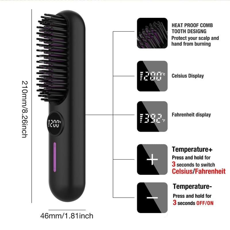 Portable Cordless Straightener Brush