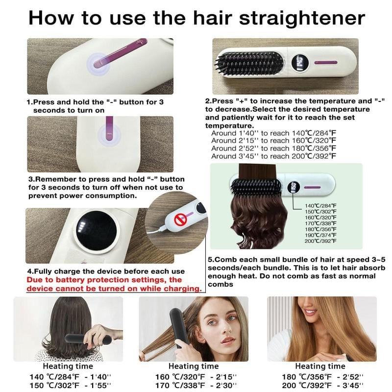 Portable Cordless Straightener Brush