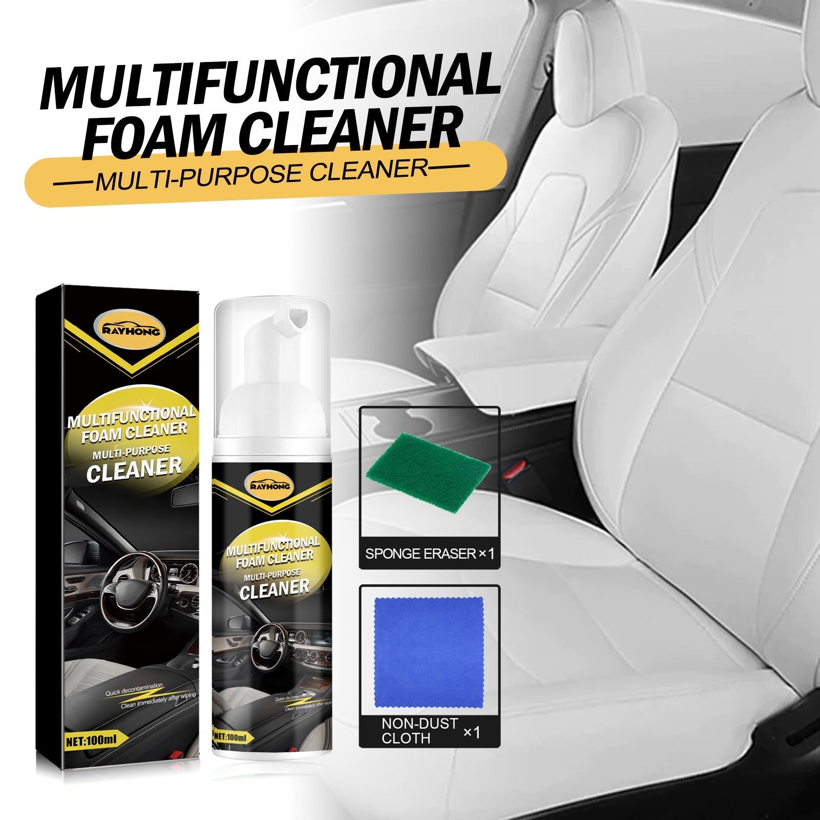 Multi-Purpose Automotive Interior Foam Cleaner Set