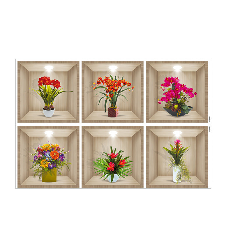 3D Flowers Vase Wall Sticker