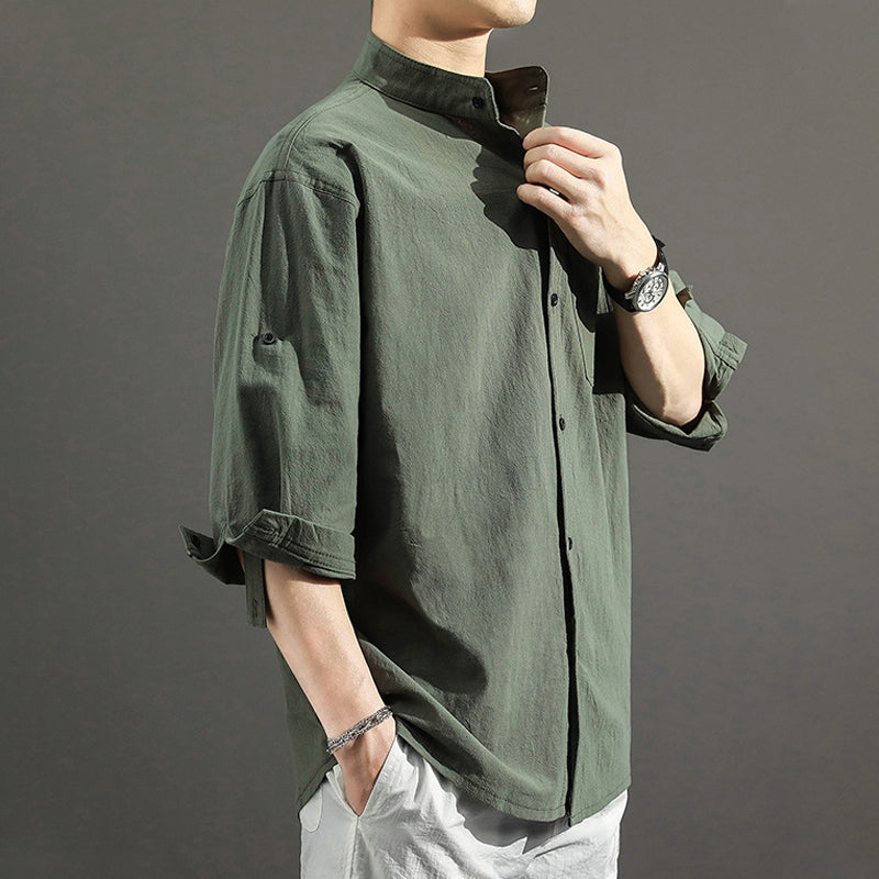 Solid Color Loose Casual Men's Shirt