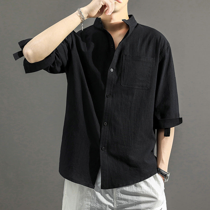 Solid Color Loose Casual Men's Shirt