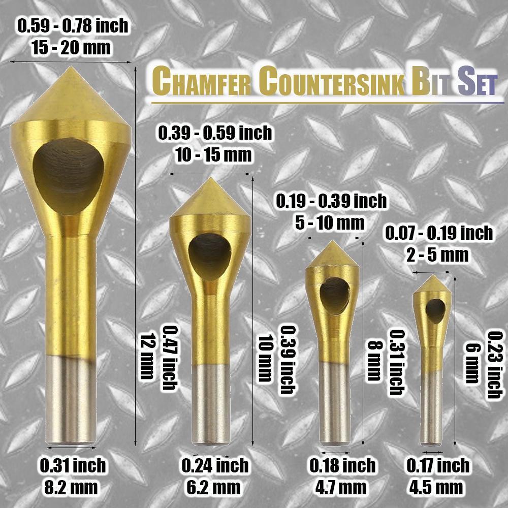 4pcs/set Countersink Deburring Drill Bit