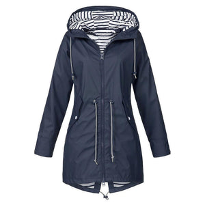 Long waterproof hooded jacket