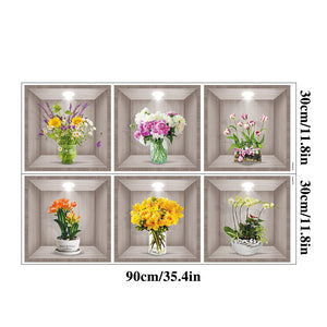 3D Flowers Vase Wall Sticker