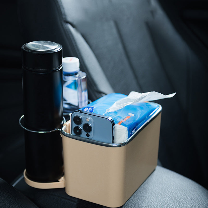 Multifunctional Car Tissue Box with Bottle Holder