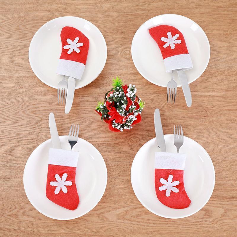 Mini Christmas Stockings Knife Spoon Fork Bag