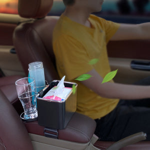 Multifunctional Car Tissue Box with Bottle Holder