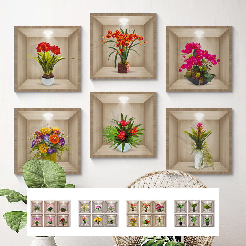 3D Flowers Vase Wall Sticker