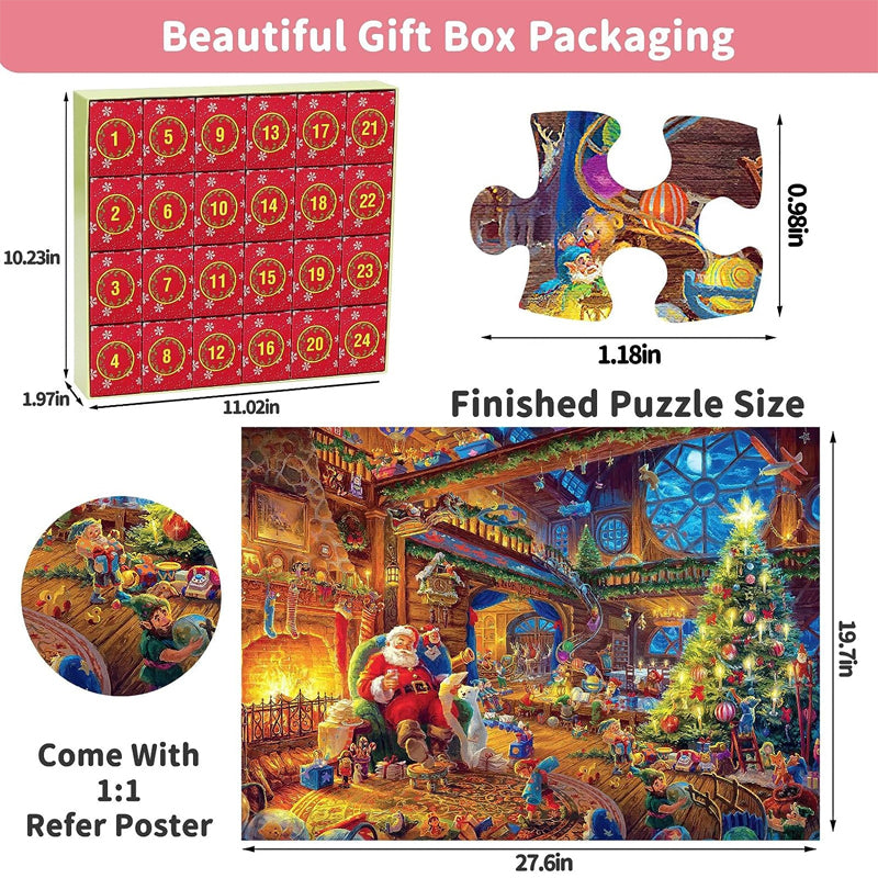 Christmas Advent Calendar Jigsaw Puzzle Blind Box 1000/1008pcs